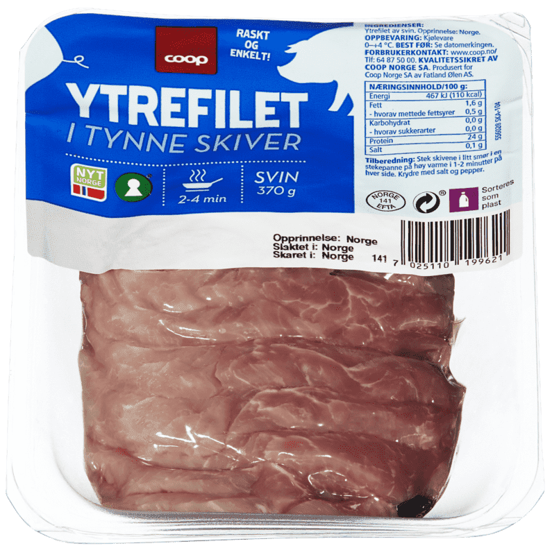 Svin Ytrefilet i Tynne Skiver 370g Coop