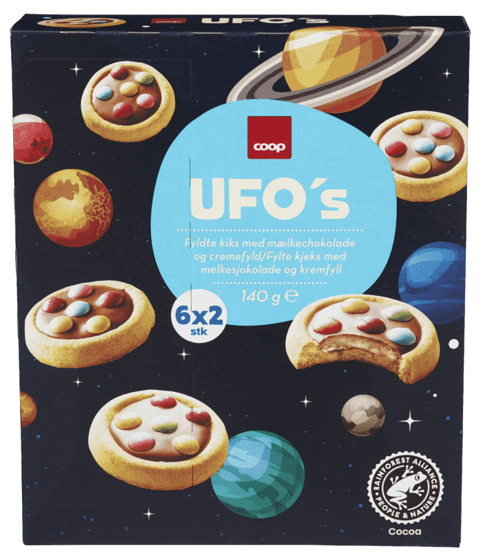 Ufo's Melkesjokolade og Cremefyll 140g Coop