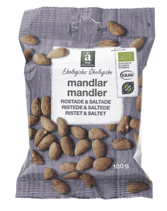 Mandler Rostede og Saltede 100g Änglamark