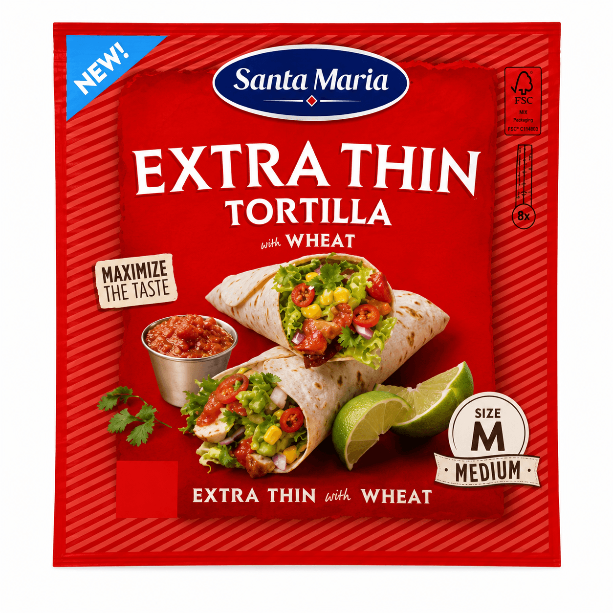 Tortilla Extra Thin Medium 244g Santa Maria 6 stk
