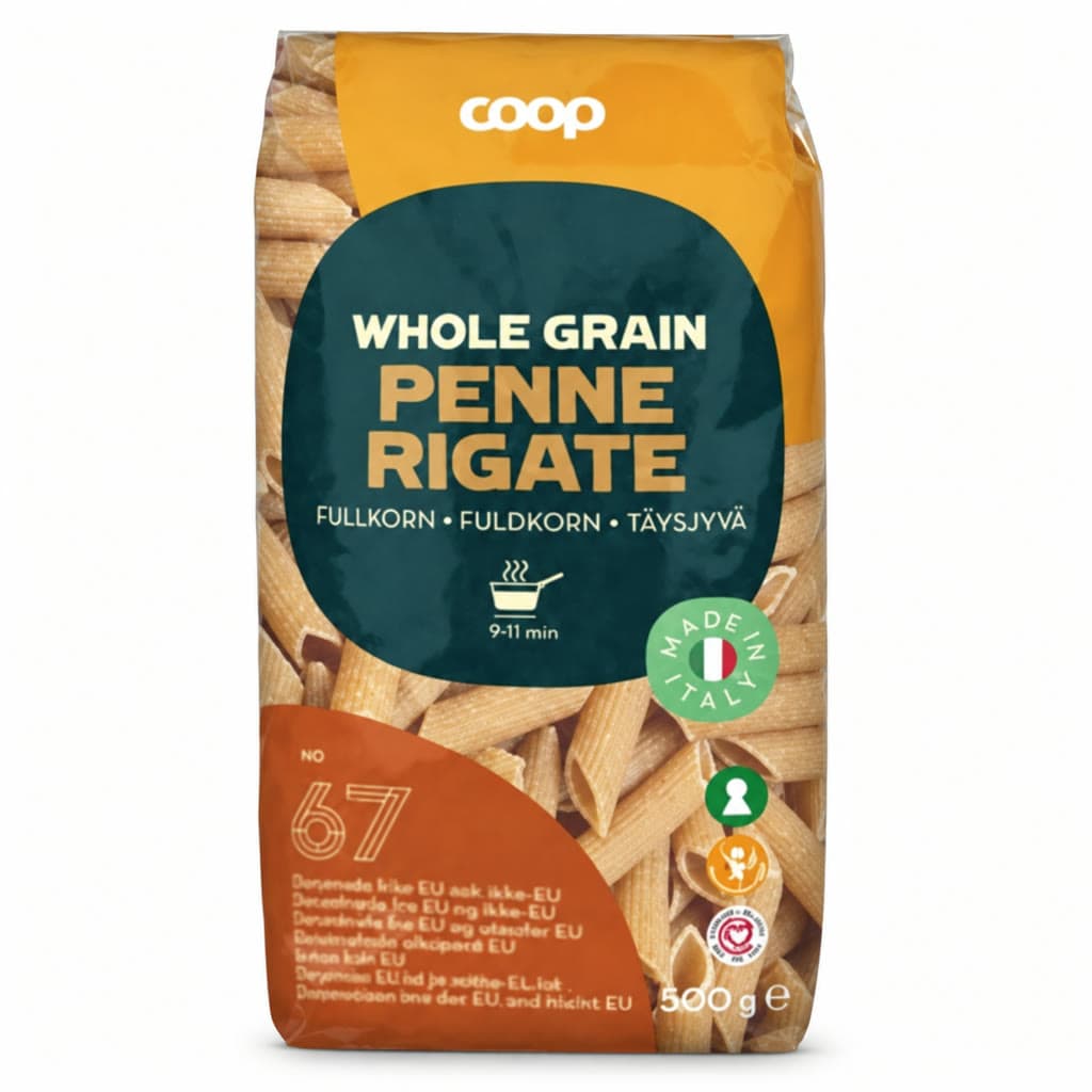 Penne Rigate Fullkorn 500g Coop