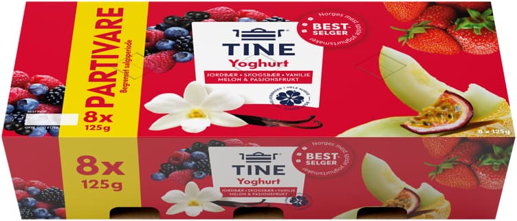 Yoghurt Mix Vanilje/Bær/Melon 8x125g Tine 1 kg