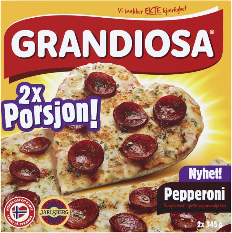 Grandiosa Pizza Pepperoni Porsjon 2pk 690g