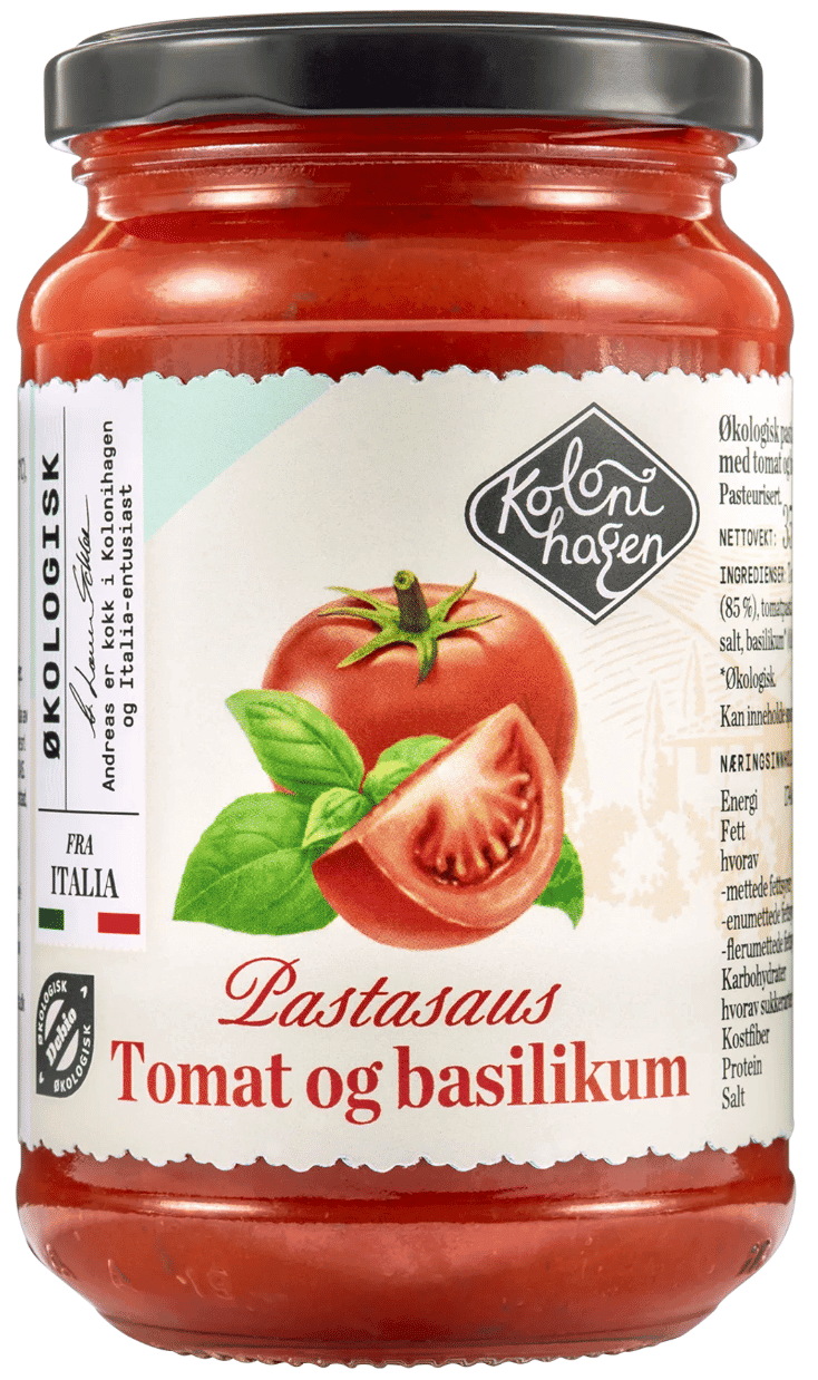 Pastasaus Tomat og Basilikum Økologisk 350g Kolonihagen