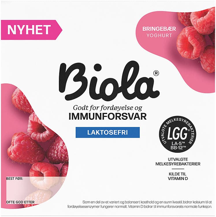Biola Yoghurt Bringebær 4x125g