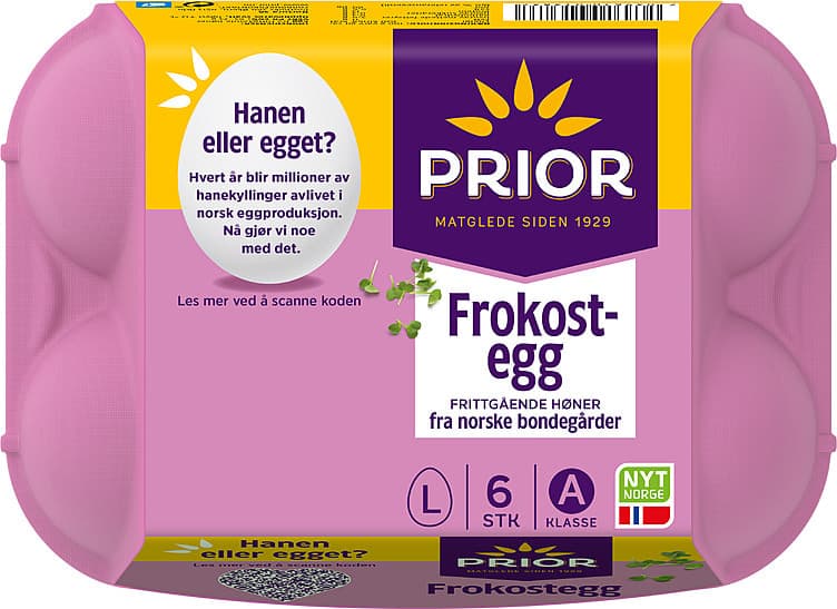 Egg Frittgående L Frokostegg 63-73g Prior 6 stk