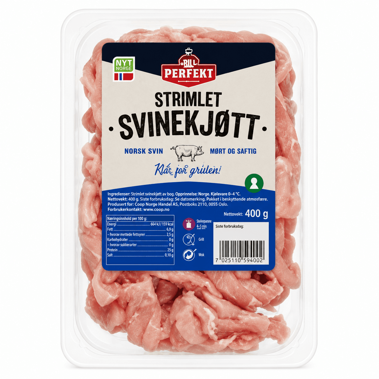 Strimlet Svinekjøtt 400g Nordfjord