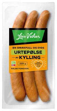 Urtepølse Kylling 225g Leiv Vidar