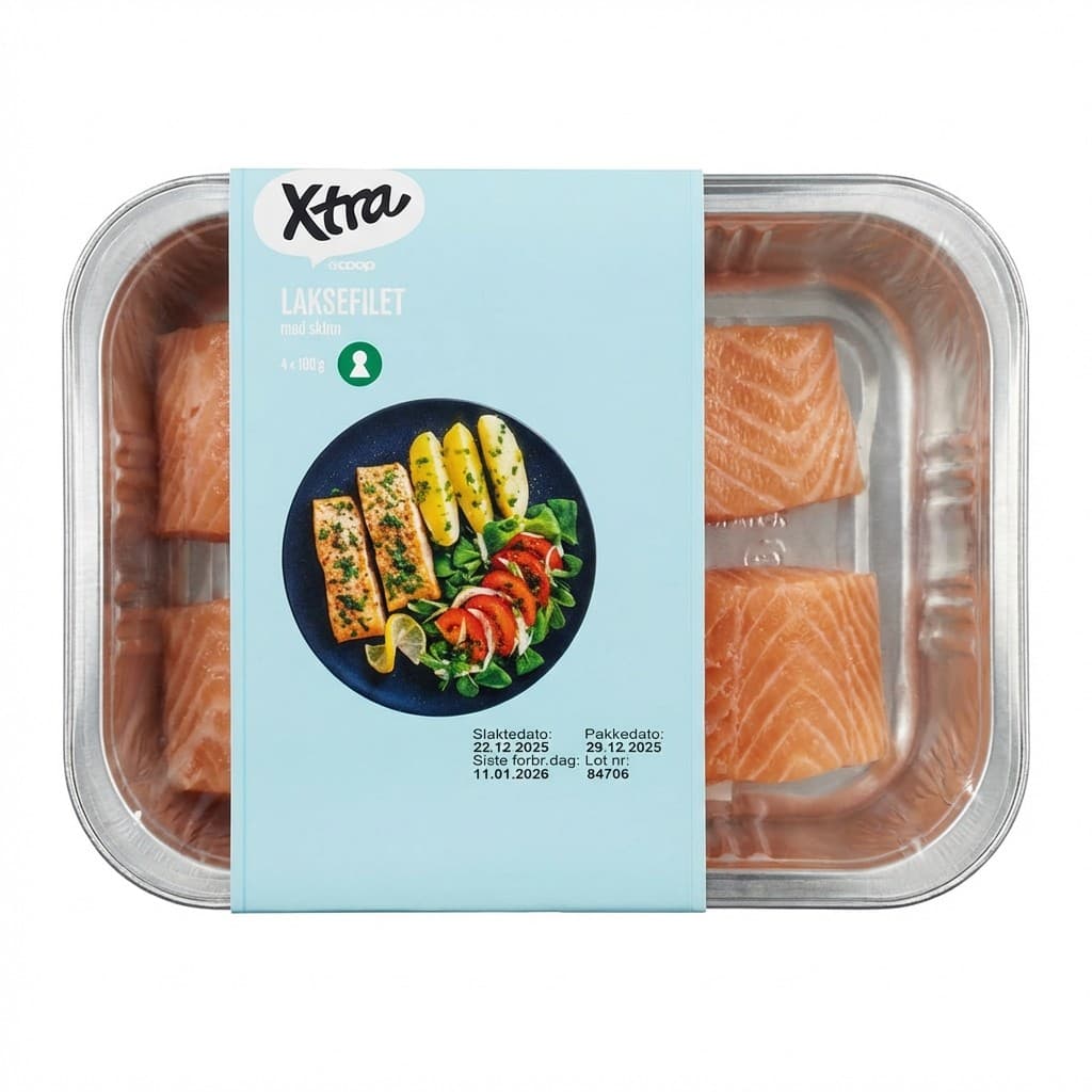 Laksefilet m/ Skinn 400g Xtra