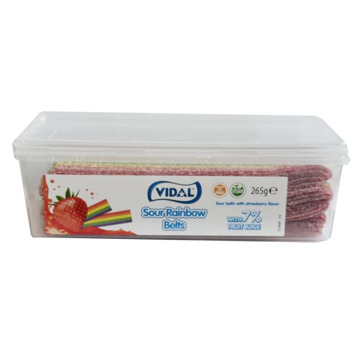 Sour Rainbow Belts Jordbær 265g Vidal