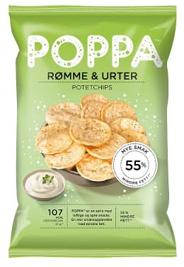 Poppa Chips Rømme & Urter 80g