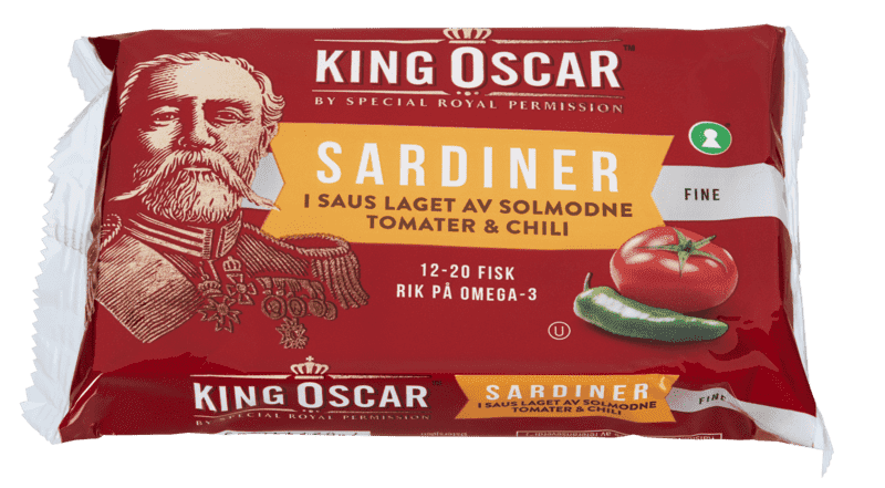 King Oscar Sardiner Tomat & Chili i Saus 106g
