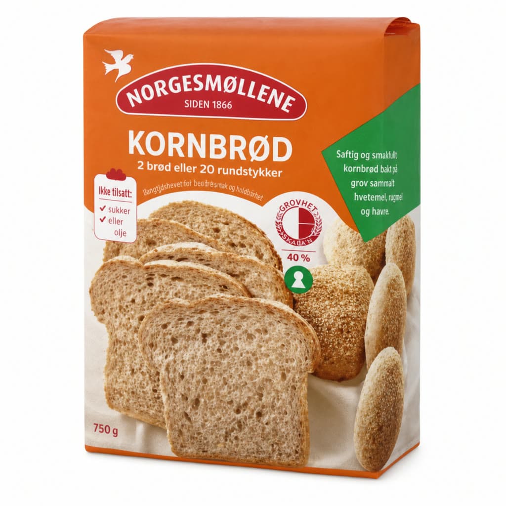 Kornbrød Bakemix 1000g Norgesmøllene 10 kg