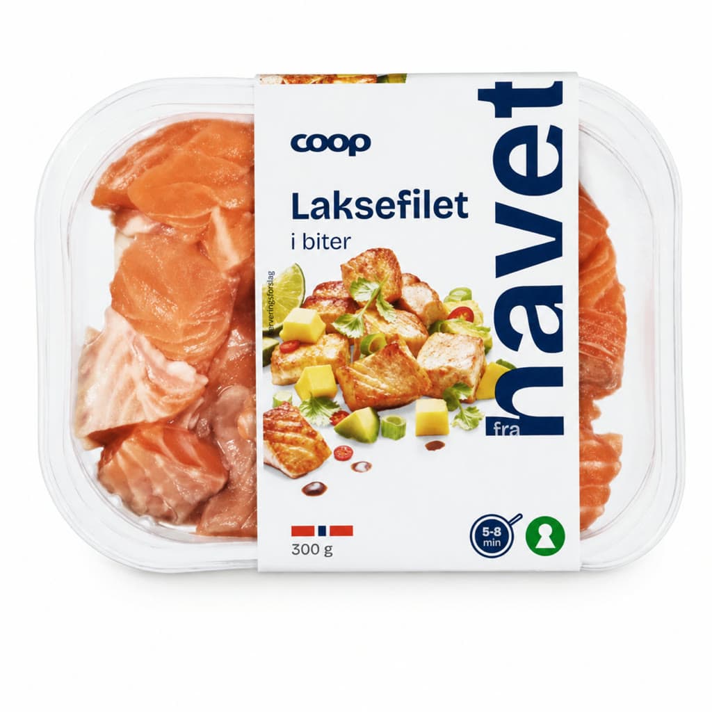 Laksefilet i Biter 300g Coop