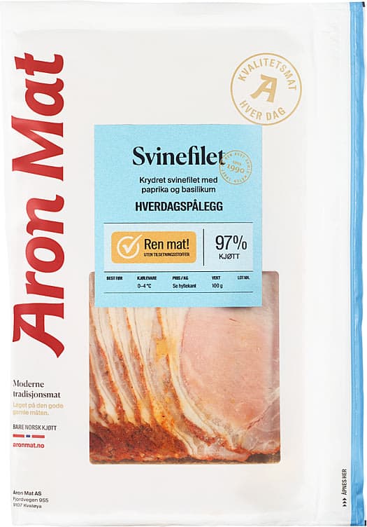 Svinefilet Krydret med Paprika&Basilikum 100g Aron Mat