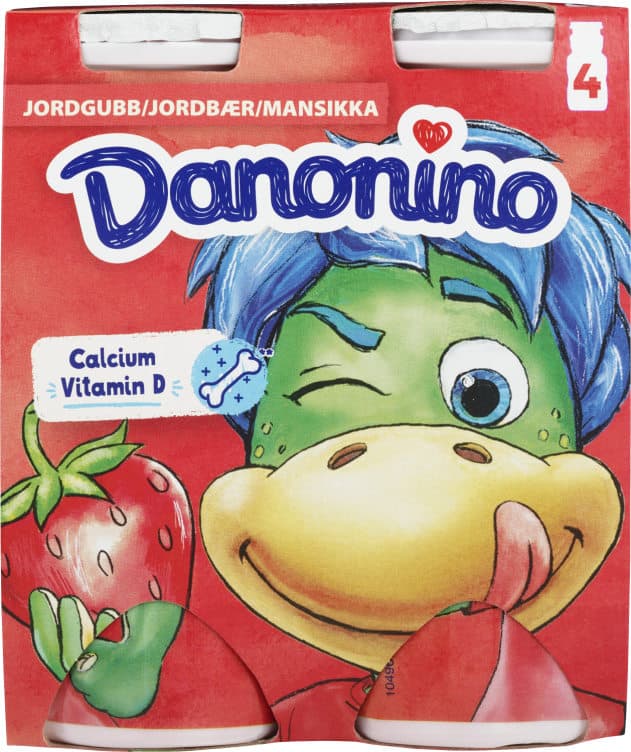 Danonino Drikke Jordbær 4x100g 400 g