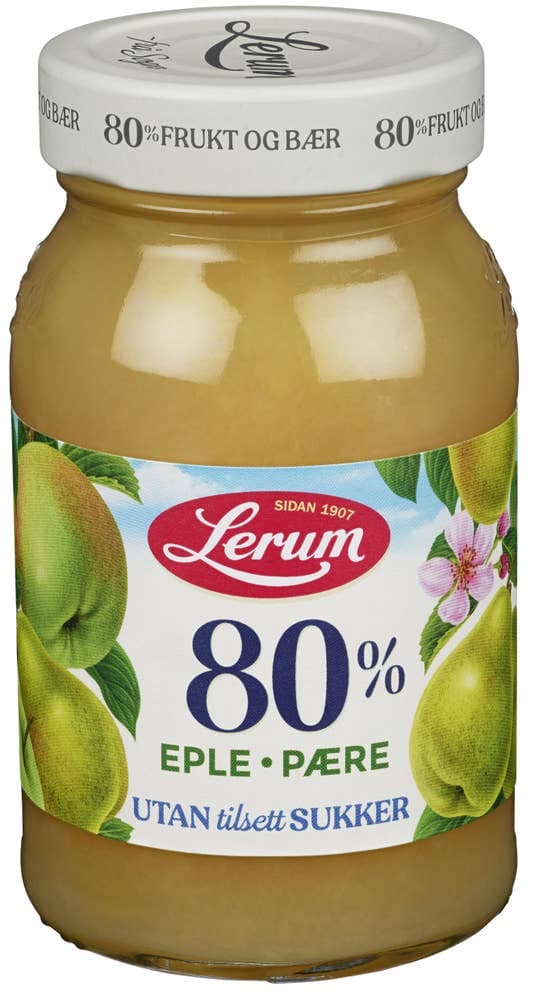 Eple og pæresyltetøy 80% Uten Tilsatt Sukker, 320 g