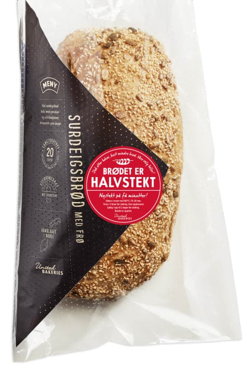 Surdeigsbrød m/Frø Halvstekt 780g Håndlagd 1 g
