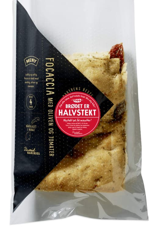 Focaccia Tomat&Oliven Håndlagd Halvstekt 1 g