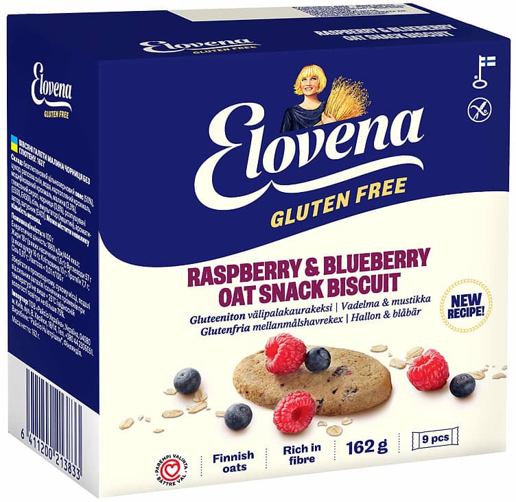Havrekjeks med Bær Glutenfri 162g Elovena