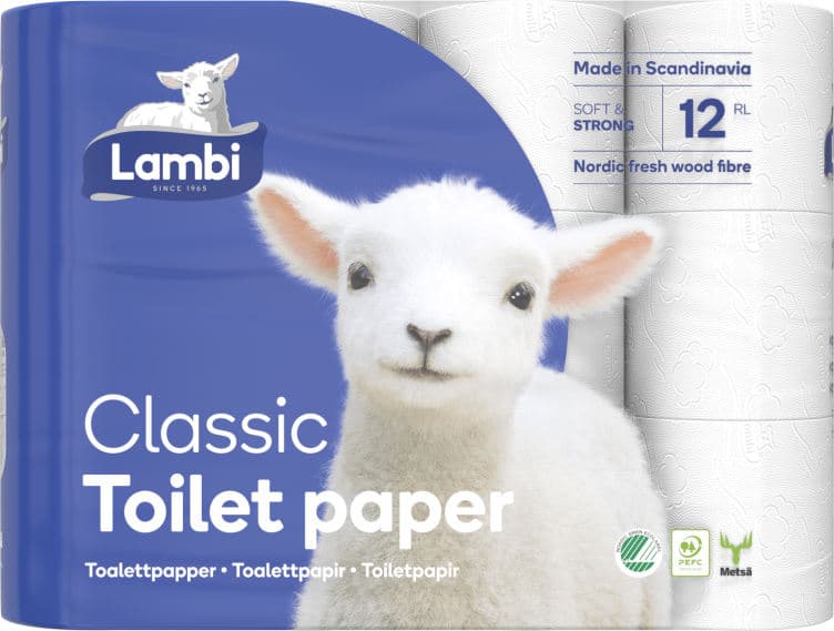 Toalettpapir Hvit 12rl Lambi 12 stk