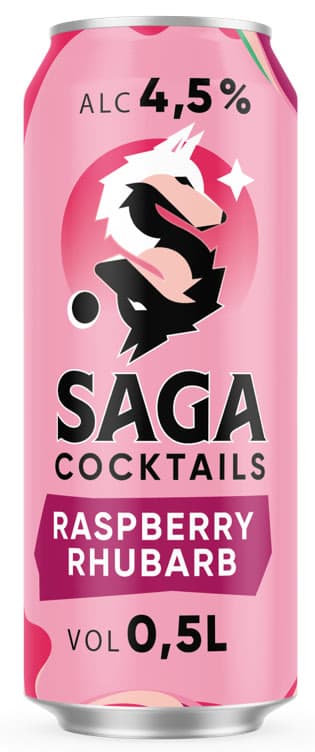 Saga Cocktail Raspberry&Rhubarb 0,5l boks