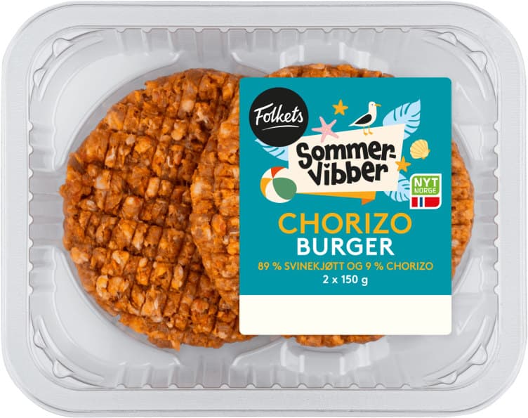 Svin Chorizoburger 2x150g Sommervibber 300 g