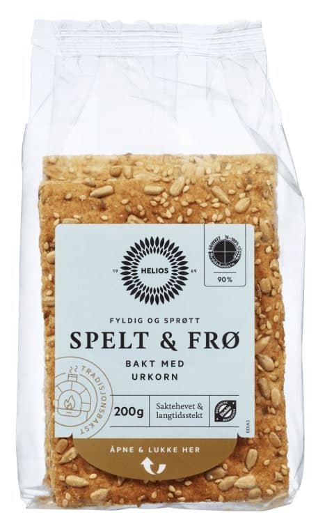 Knekkebrød Spelt&Frø 200g Økologisk Helios