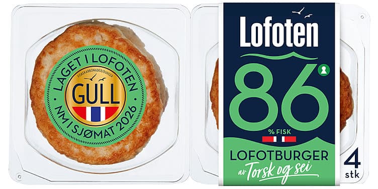 Lofotburger 86% Torsk&Sei 4x125g Lofoten 500 g