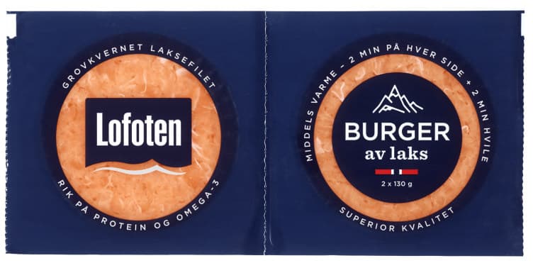 Lakseburger Naturell 2x130g Lofoten 260 g