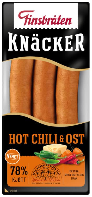 Knacker Hot Chili&Ost 225g Finsbråten