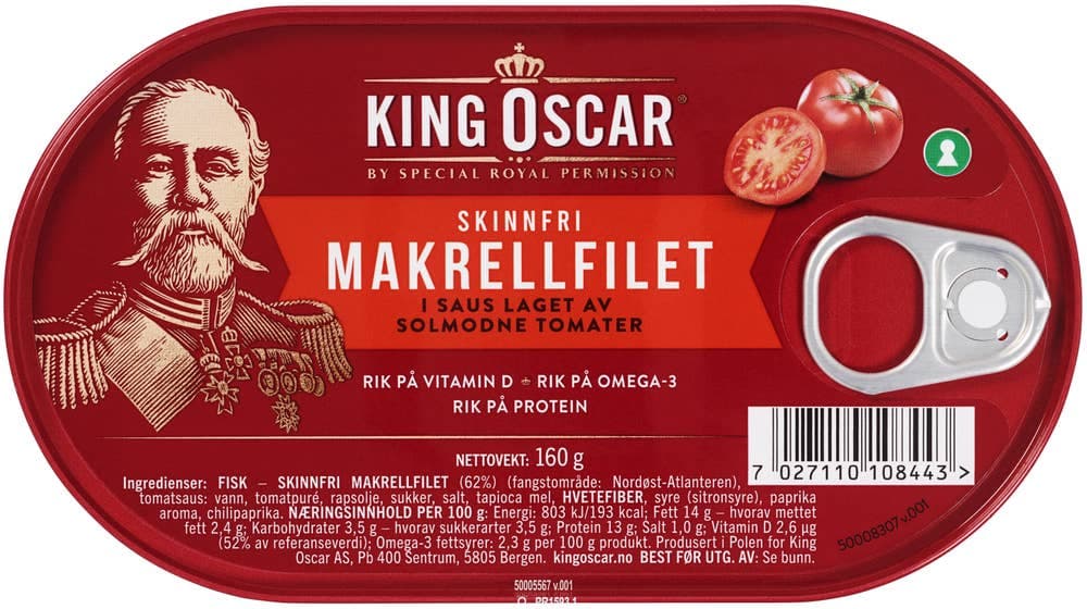 Skinnfri makrell 160 g