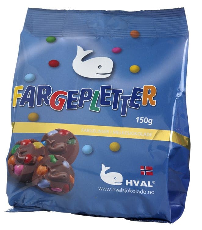 Fargepletter Melkesjokolade 150g Hval