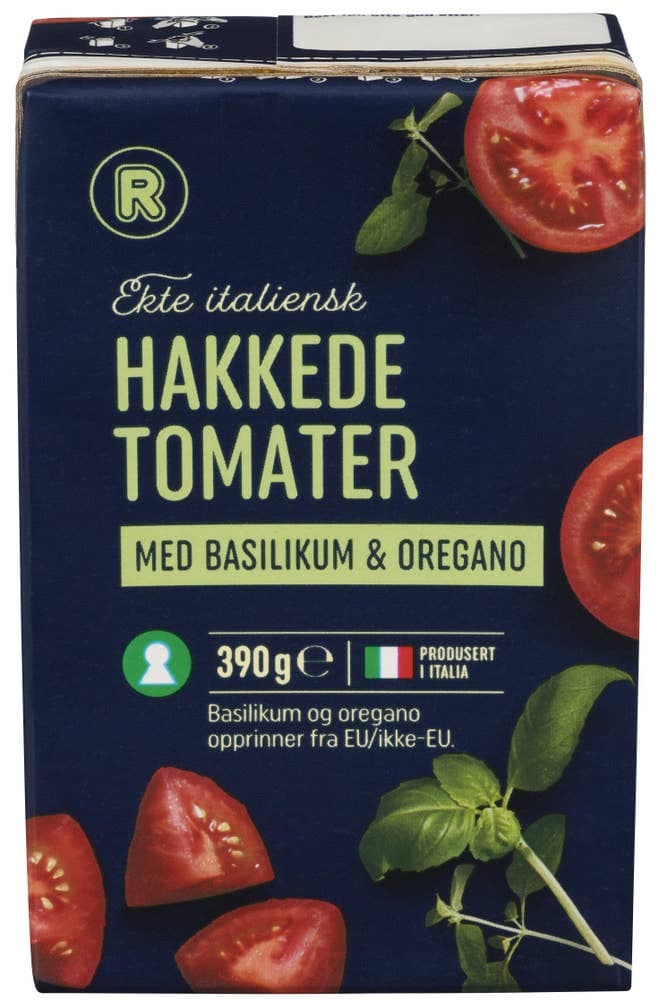 Hakkede tomater Med basilikum og oregano, 390 g
