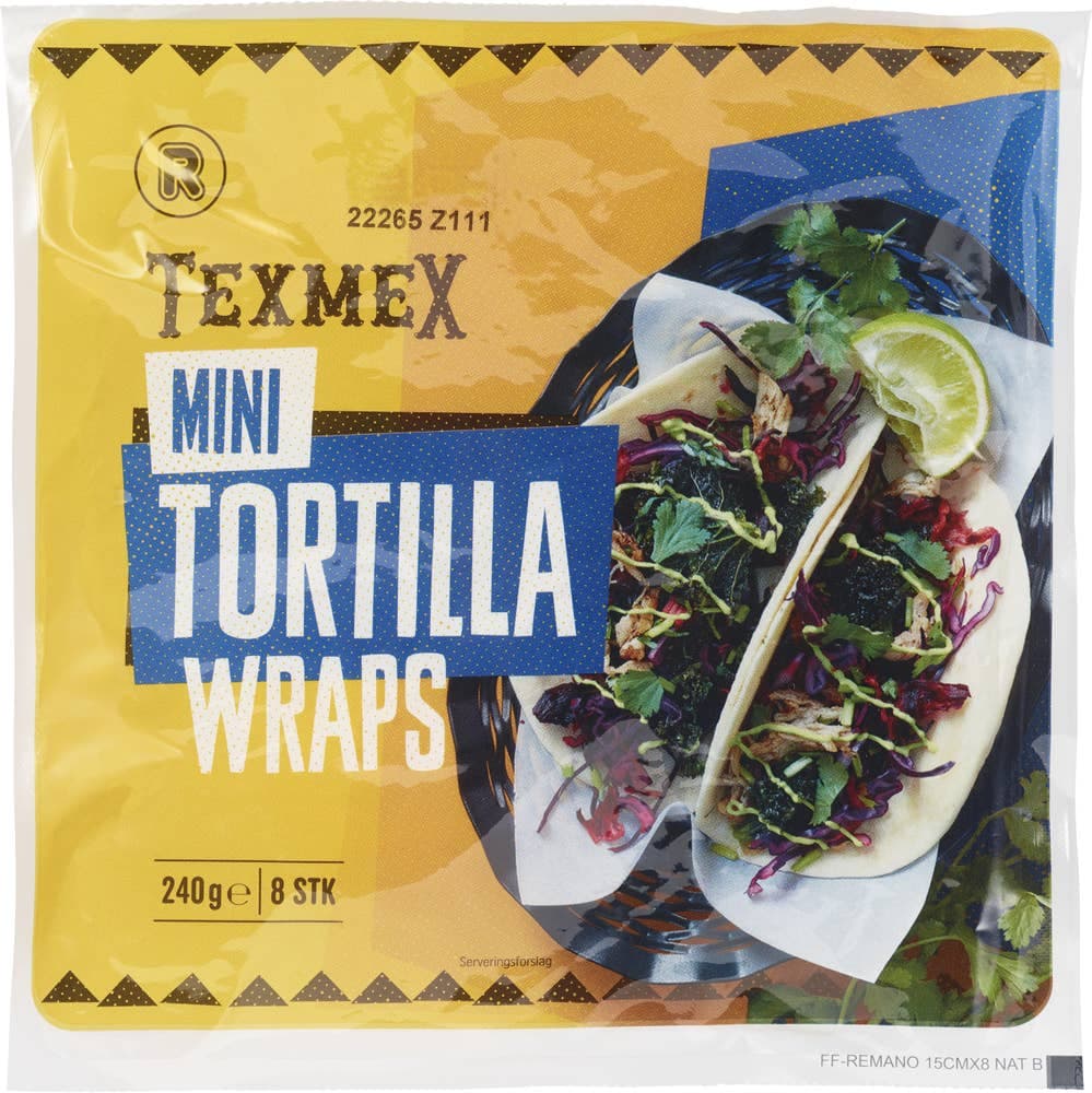 Mini tortilla hvete 8stk, 15cm, 240 g
