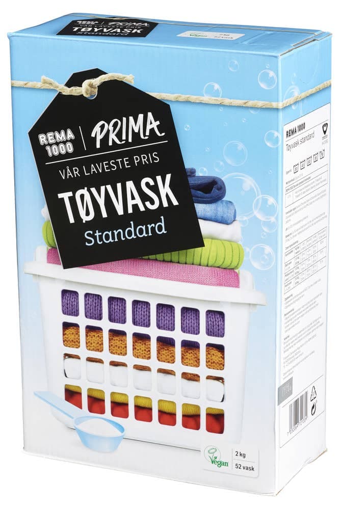 Standardtøyvask Hvitt & Farget, 2 kg 52 stk