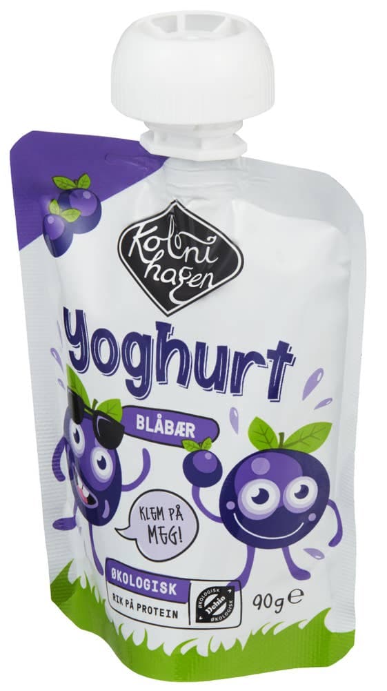 Yoghurt blåbær klemmepose Økologisk, 90 g