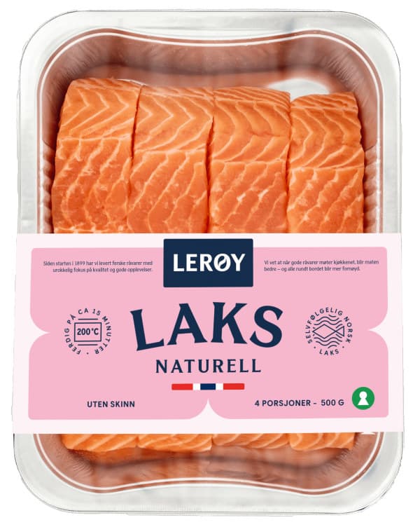 Laks Porsjoner u/Skinn 4x125g Lerøy 500 g