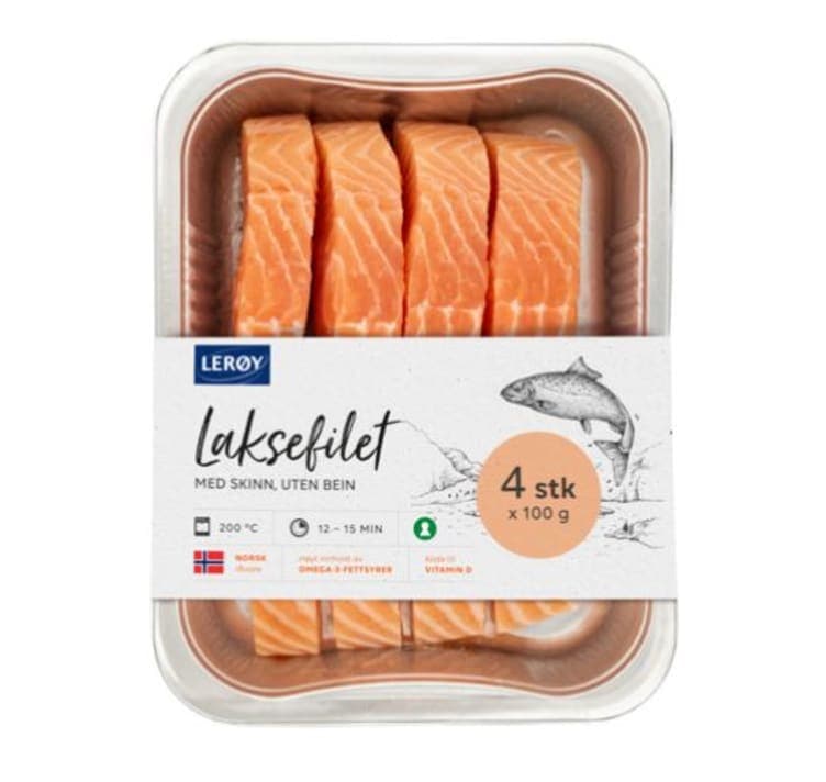 Laks Porsjoner m/Skinn 2x200g Lerøy 400 g