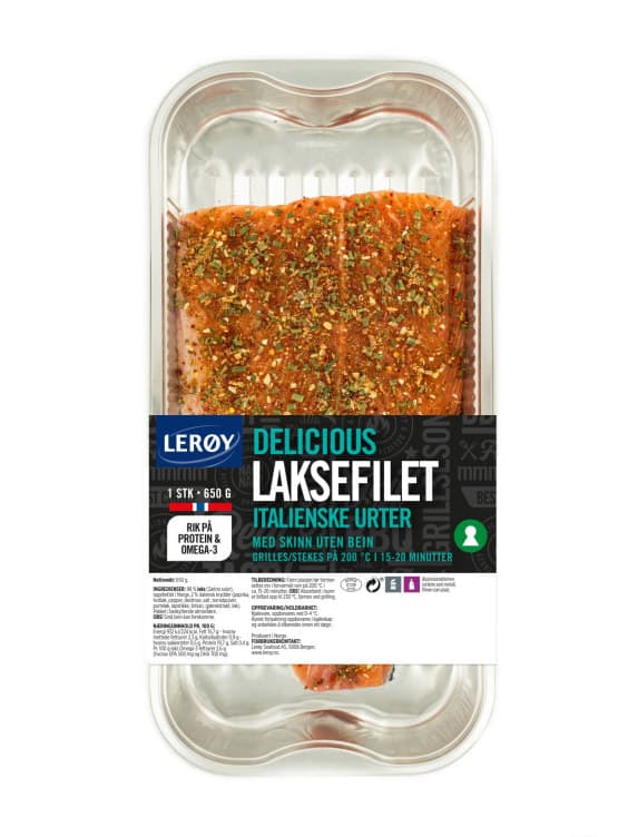 Laksefilet Italienske Urter 650g Lerøy