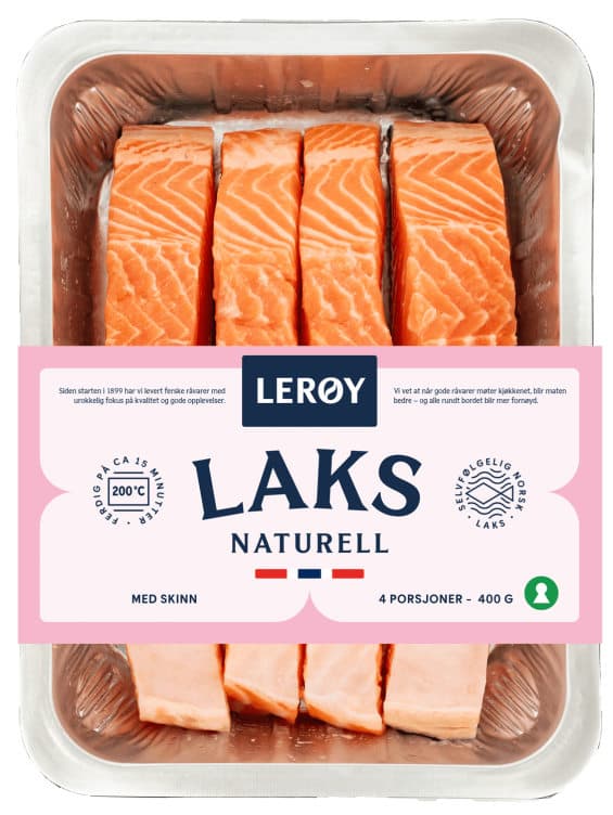 Laks Porsjoner m/Skinn 4x100g Lerøy