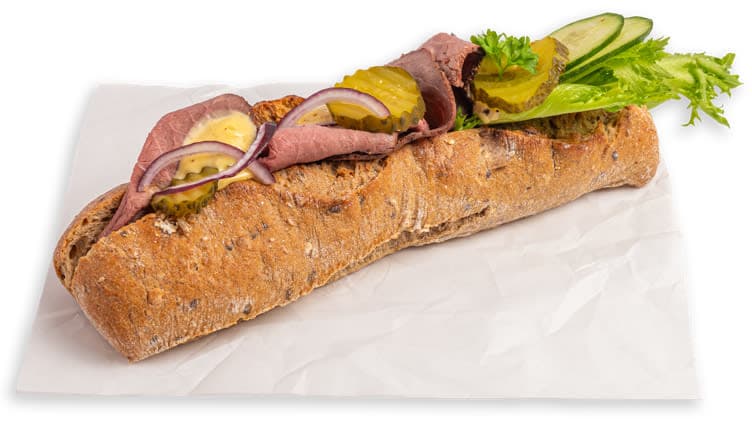 Baguette Flerkorn m/Roastbiff pr stykk 1 stk