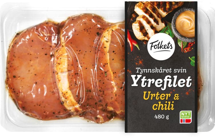Svin Ytrefilet Urter/Chili 480g Folkets