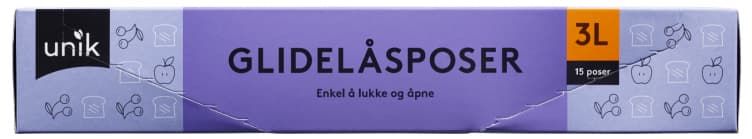 Glidelåspose 3l 15stk Unik