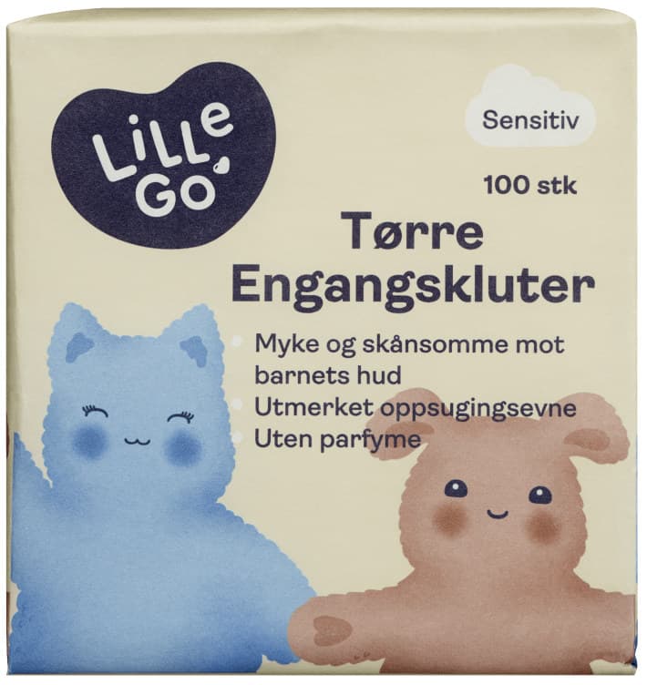 Engangskluter Tørre Sensitiv 100stk Lillego