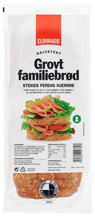 Familiebrød Grovt Halvstekt 750g Eldorado