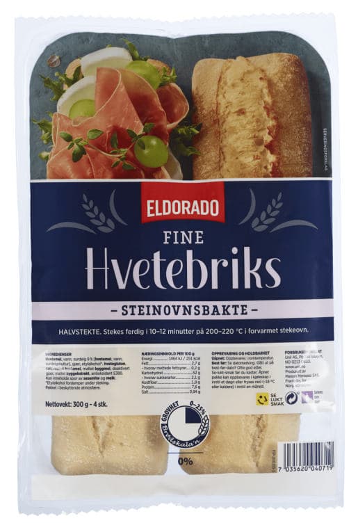 Hvetebriks Steinovnsbakt 4x75g Eldorado 300 g