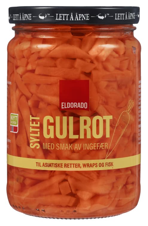 Gulrot Syltet Strimler Smak Av Ingefær 380g