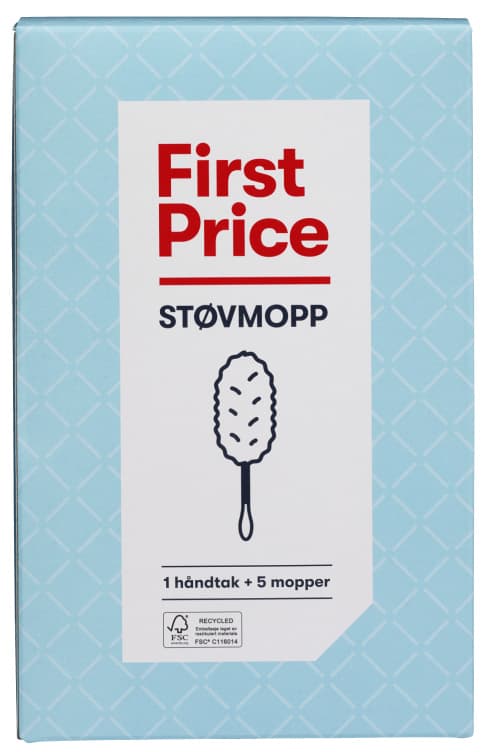 Støvmopp Startsett m/Håndtak+5 Mopper First Price 1 stk