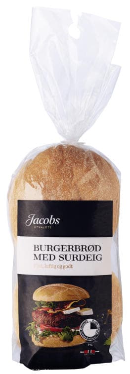 Burgerbrød m/Surdeig 4stk Jacobs Utvalgte 320 g